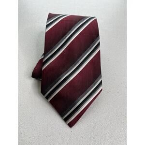 Enrico Venturi Red/Gray/Black Striped Pattern 100% Silk Handmade Designer Tie